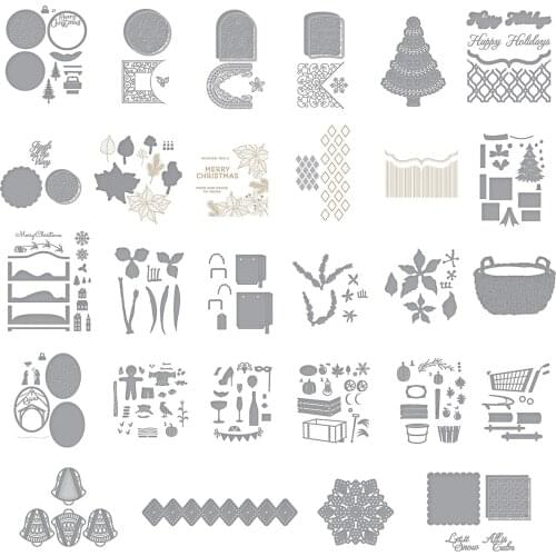 Christmas Bell Cart Flower Basket Box High Heels Metal Cutting Dies Hot Foil Scrapbook Diary Decoration Stencil Embossing DIY