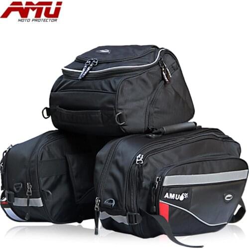 AMU Motorcycle Saddlebags Moto Waterproof Package Bags Tail Luggage Side Suitcase Motocross Tank Bag Oxford Rear Seat Bags