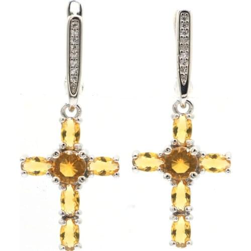 43x19mm 2019 New Designed Drop Created Fire Rainbow Mystic Topaz White CZ Silver Earrings