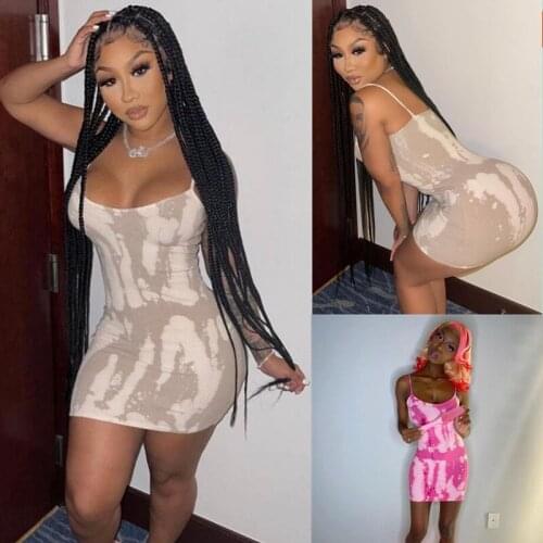 SKMY 2021 Summer New Sling One Word Collar Fashion Beach Dress Womens Sleeveless Backless Sexy Print Slim Party Club Dresses