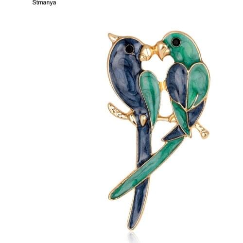 Rhinestone Enamel Parrot Bird Brooches Men Womens Alloy Bird Branch Brooch Pins Suits Dress Banquet Brooch Jewelry Gift H1287