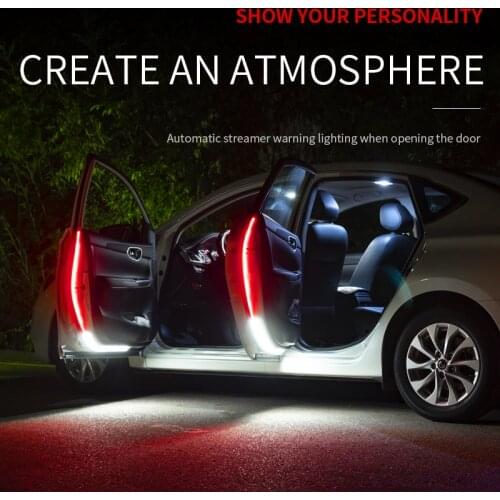 LED Car Door Opening Warning Light Strip 120cm Decoration Welcome Decor Lamp Anti Rear-end Collision Safety Auto Accessories 12v
