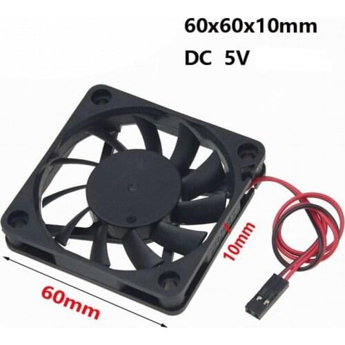 2Piece Gdstime 5V 2Pin Dupont 6010s 6cm 60mm x 10mm Cooling Fan 60x60x10mm Brushless DC Computer CPU Case Cooler Fan