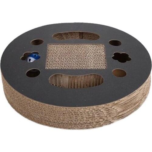 Funny Cat Toy Turntable Ball Cat Scratch Board Round Corrugated Paper Turntable Grinder Round Multi Holes Grind Claw Training