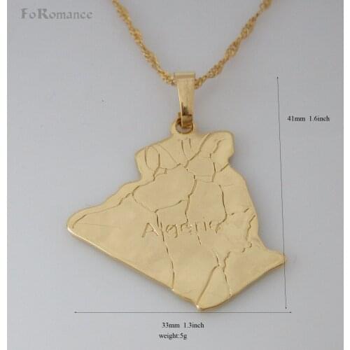 Order 10$ get free shipping with tracking number - YELLOW GOLD GP 18" NECKLACE & VIVID ALGERIA MAP SHAPE PENDANT