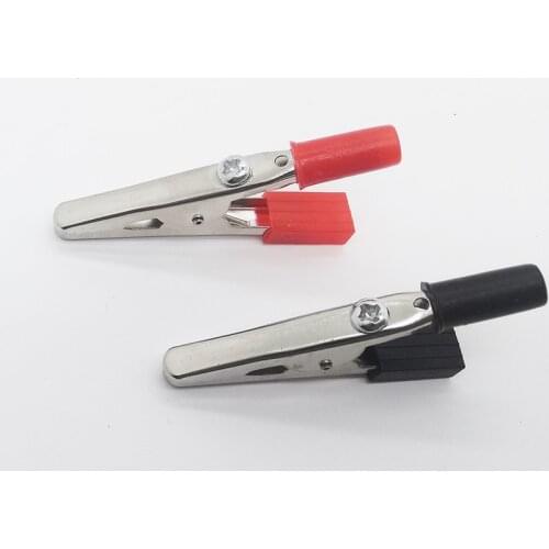 10pcs 4mm Opening Nickel Plated Small Alligator Clips 54mm Plastic Handle Crocodiles Clips Battery Clip Wiring Clip Test Clip