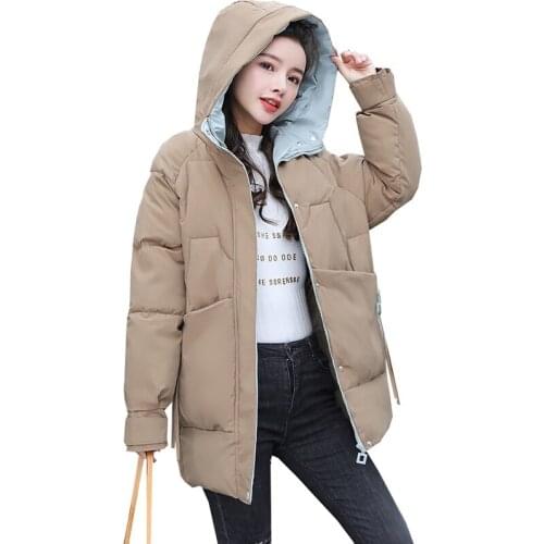 Winter Down Padded Jacket Women Fashion Loose Thick Warm Parka Overcoat Lady 2021 New Hooded Down Cotton Jacket Female Outerwear