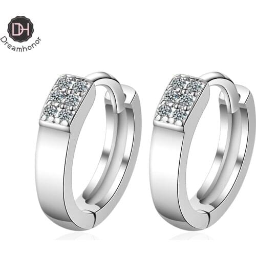 Dreamhonor European American Fashion 925 Sterling Silver Zirconia Round Circle Clip Earrings Ear Jewelry