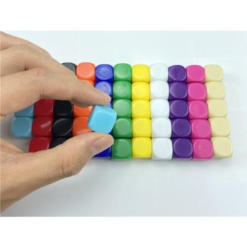 100/200Pcs/Lot 16mm Dice Rounded Corner Boardgame Acrylic Hexahedron Blank Dice Write Color Free Creativity Interesting DIY Dice