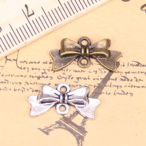 32pcs Charms bowknot bow 20x9mm Antique Pendants,Vintage Tibetan Silver Jewelry,DIY for bracelet necklace