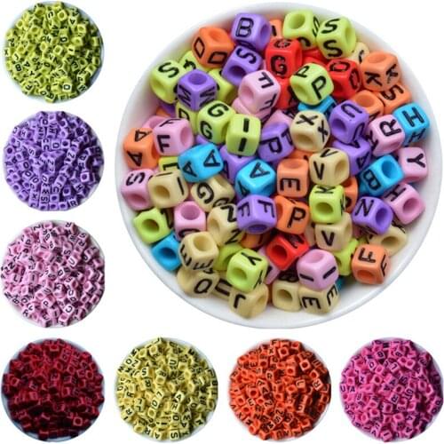 200pcs Square Acrylic Mixed Alphabet Spacer Beads For Jewelry Making 6x6mm Letter Beads Charms Bracelet Necklace DIY