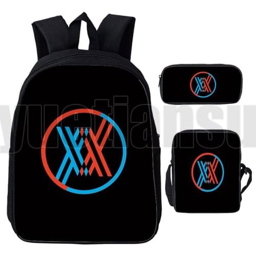3 Pcs/Set Darling In The Franxx ZERO TWO Backpack Women Anime Teenager Anime Book Bag Cartoon 3D Print Darling In The Franxx Bag