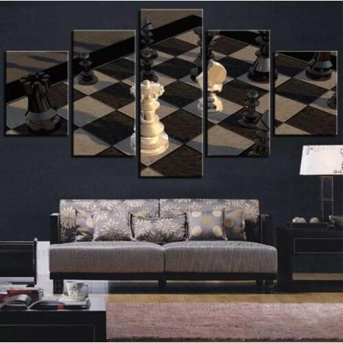 5Pcs Black and White Chess Minimalist Still Life Game Frameless Canvas Hd Printing Home Decoration Custom Poster