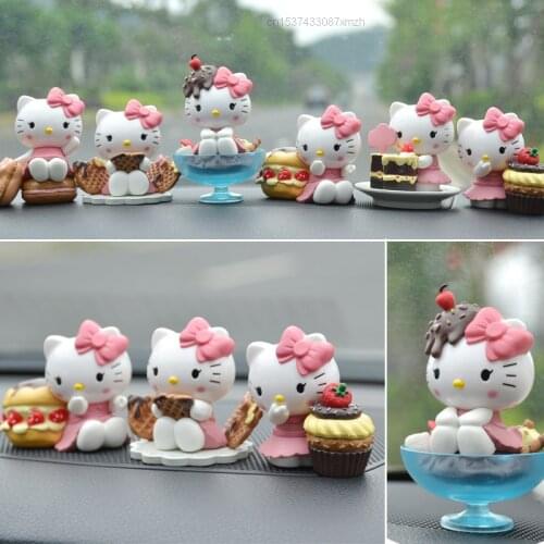 6pcs/set Sanrio KT Cat Hello Kitty Cartoon Toy Model Lovely Action Figure Pvc Toys Kawaii Figurines For Home Car Decor Kids Gift