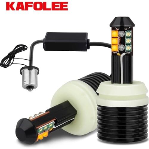 KAFOLEE Car Turn Signal DRL 1156 P21W 7506 BA15S Canbus Error Free R5W R10W Double Colors Lamp For Auto Daytime Running Lights