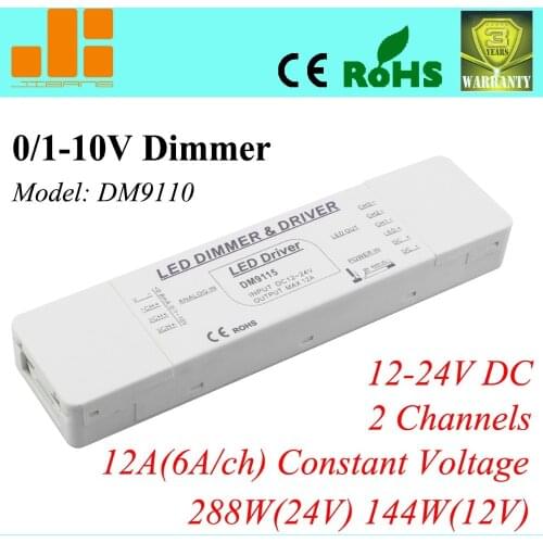 Free Shipping Top Sale 2channels, 0-10V dimmer, 12V/288W dimming driver, analog pwm dimmer, DM9110