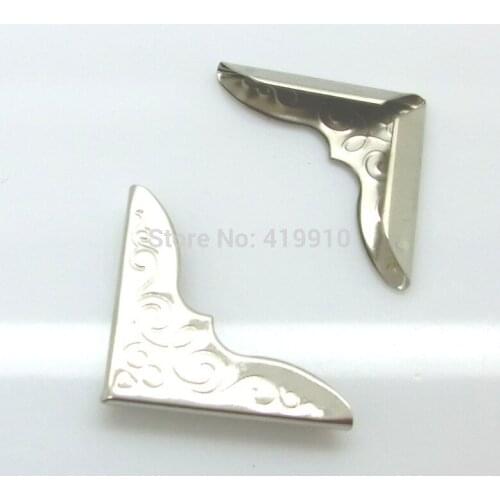 Free Shipping-100PCs Silver Tone Book Scrapbooking Albums Menus Folders Corner Protectors (Fits 3mm thick) 32x23mm J1722