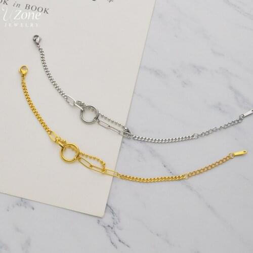 UZone Simple Stainless Steel Double-Layer Beads Chain Bracelets on Hand with Circle Pendant for Women Jewelry Party Gifts Bijoux
