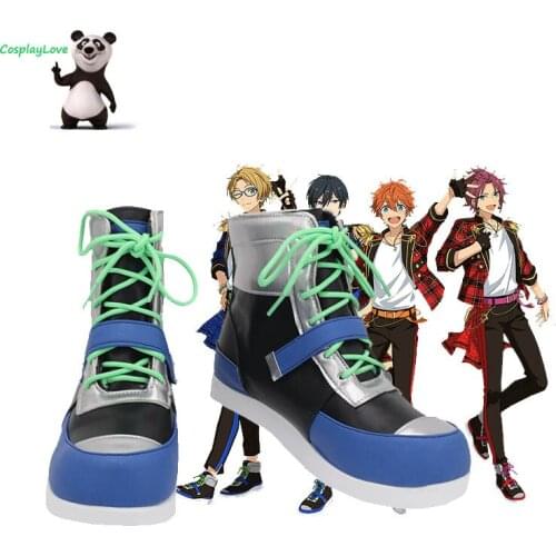 CosplayLove Ensemble Stars Trickstar Yuuki Makoto Blue Cosplay Shoes Long Boots Leather Custom Made