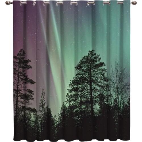 Aurora Scenery Room Curtains Large Window Window Curtains Living Room Kitchen Kids Window Treatment Hardware Home Decoration