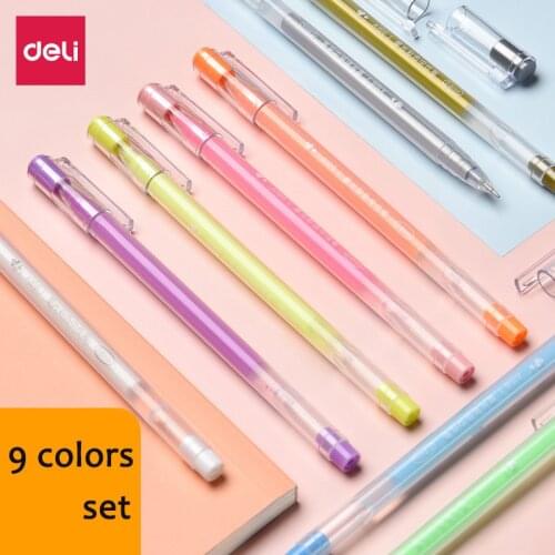 Deli Colored Pens 9 Colors Colorful Mark Gel Pen Set Starcolor Pens for School Office Supplies Kawaii Stationery Cute Kids Gift