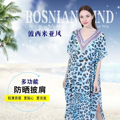 Floral Print Maxi Dresses Bohemian Half Sleeve V Neck Lace Up Dress Ladies Long Beach Dresses sunscreen clothing chiffon printed