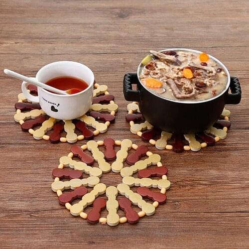 Home Desk Table Mats Round Bamboo Place Mat Insulation Pads Against Hot Coasters Wooden Pot Cup Mat Kitchen Accessories 1090A