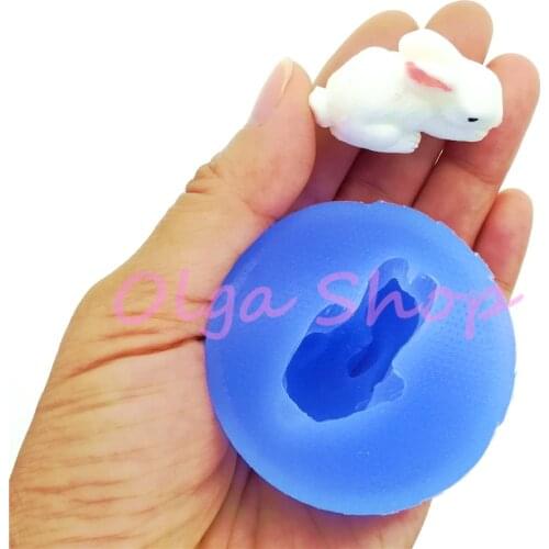 DYL906 35.4mm x 19.4mm 3D Rabbit Silicone Mold Fondant Cake Decoration Candy Resin Clay Art Soap Candle Making Food Safe