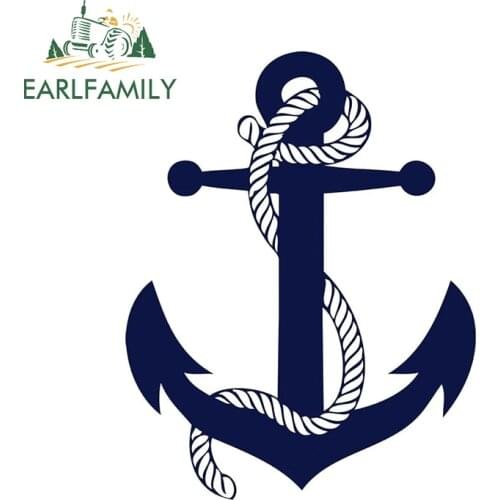 EARLFAMILY 13cm x 10.1cm for Bule Anchor Vinyl Car Stickers Waterproof RV VAN Anime Decoration Scratch-proof Vehicle Decal