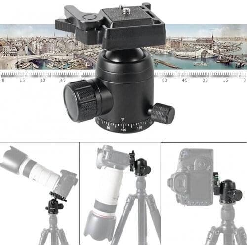 QB-36 Camera Ball Head Anti-scratch Portable Aluminium Alloy 360 Degrees Rotatable Panoramic Tripod Head for Camera Camcorder