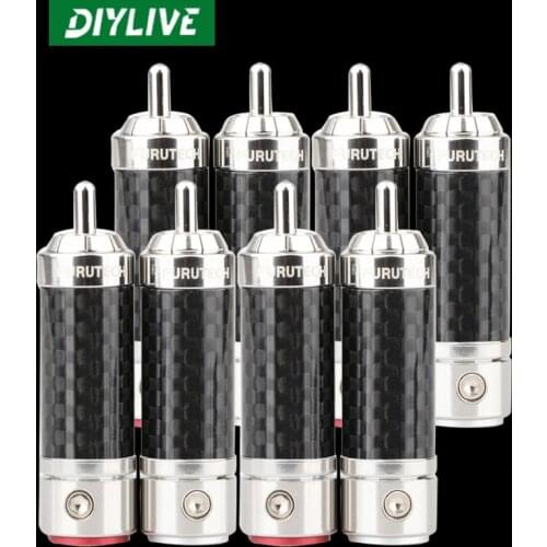 DIYLIVE 8-piece Furutech CF-102(R) carbon fiber rhodium-plated RCA lotus head solder-free self-locking terminal signal cable