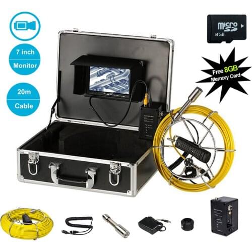 7'' 23MM Pipe Sewer Drain Endoscope Inspection Camera System With 20m-50m Cable 12pcs LEDS Light Industrial Camera