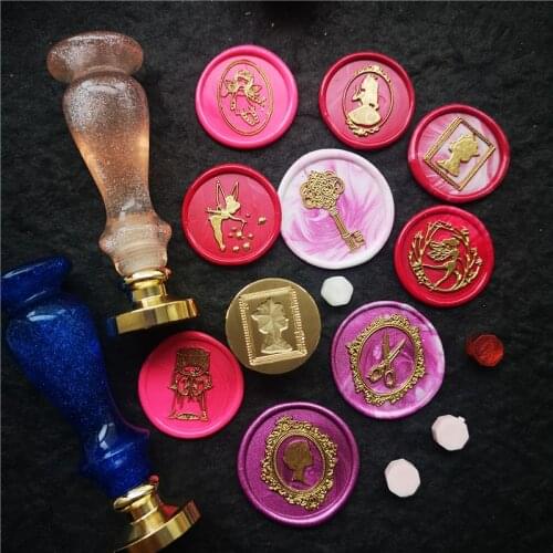 Queen cute angel little Elves princess bride scissors key King Mermaid wax seal stamp wedding DIY Sealing Wax Stamp Gift Seals
