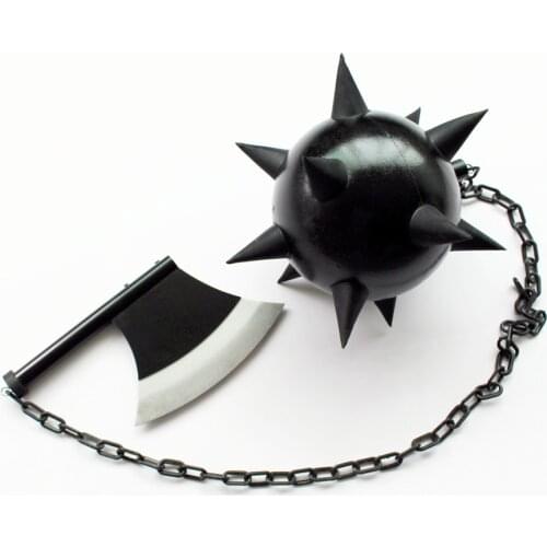 Gyomei Himejima Stone Hashira Cosplay Costume Weapons Axe and Spiked Flail Prop