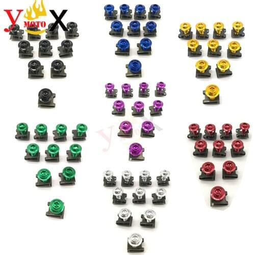 6mm M6 Motorbike Racing Bike Faring Bodywork Fasteners Clips Screws Bolts Purple/Blue/Green/Gold/Red/Silver 10pcs/Lot