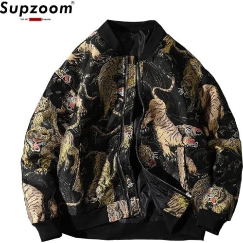 Supzoom 2020 New Arrival Zipper Loose Animal Short Rib Sleeve Casual Bomber Jacket Men Uniform Male Cotton Coat Brand Clothing