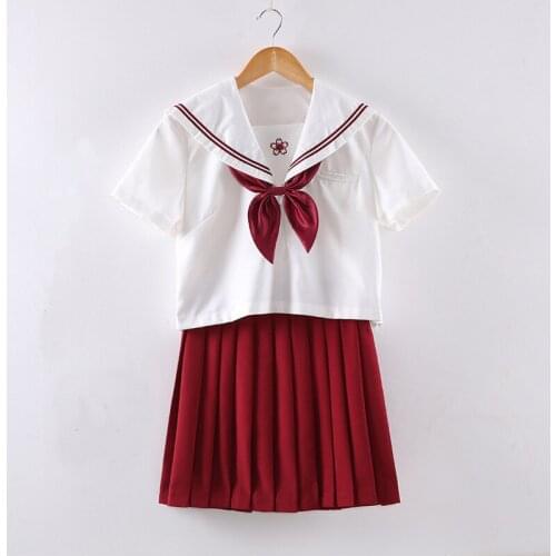 Summer School Uniform For Girls Japanese Cosplay JK Short-sleeved Sailor Tops Pleated Skirt Sets College Series Costume C50168AD
