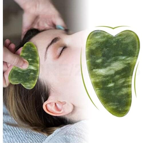 Natural Stone Jade Gouache Massage Scraper Plate Gua Sha Neck Body Spa Massager For Face Lifting Wrinkle Remover Beauty Care 1pc