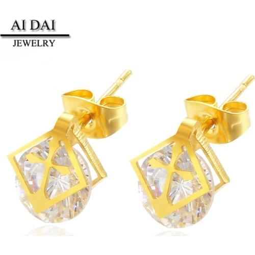 Fashion Titanium Steel Cross Diamond Rotatable Female Earring Temperament Earrings Zircon Stainless Steel Earrings Jewelry