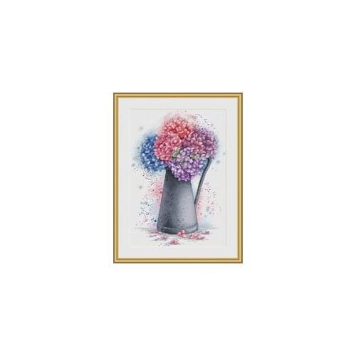 Colorful Hydrangea Needlework,For Embroidery,DIY 14CT Unprinted Arts Cross stitch kits Set Cross-Stitching Home Decor