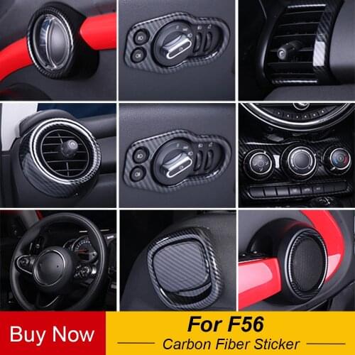 For MINI Cooper Hatchback F56 Whole Inner Carbon Fiber Sticker Decal Cover Handle Vent Console Panel Housing Case Accessories