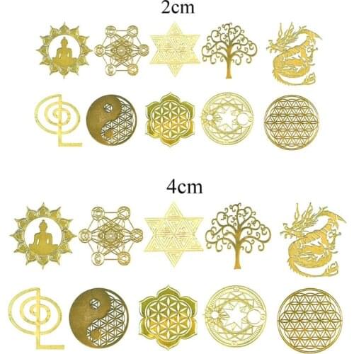 10Pc DIY 7 Chakra Copper Energy Tower Orgonite Sticker Flower Life Tree Pyramid Decor Epoxy Resin Fillings Resin Crafts