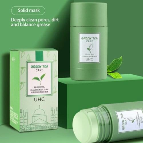 Cleansing Green Stick Green Tea Mask Purifying Clay Stick Oil Control Solid Facial Mask Eggplant Blackhead Mud Mask Moisturizing
