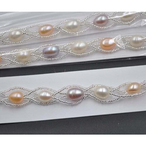 Wholesale 12 pcs 3lines multicolor rice freshwater pearl bracelets magnetic clasp