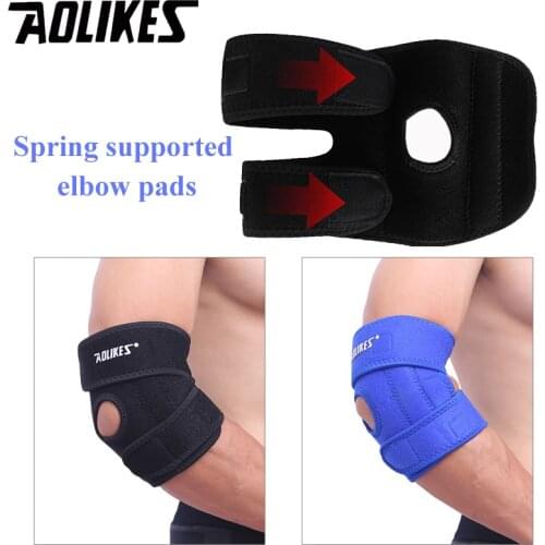 Adjustable Tennis Elbow Support Pads with Spring Supporting Codera Protector Sports Safety Elbow Brace for Ciclismo Gym AOLIKES