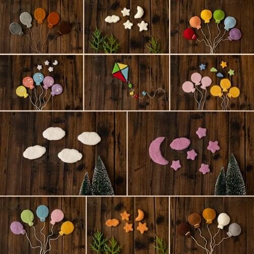 Dvotinst Newborn Photography Props for Baby Creative Prop Handmade Wool Stars Balloons Moon Sheep Studio Shooting Photo Props