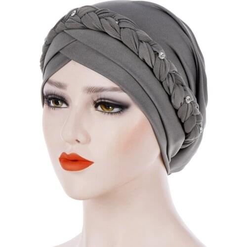 Turban Hijab Muslim Hijab Caps Musulman For Women Muslim Solid Braid Women Hijab Wrap Cap turbantes cabeza para las mujeres