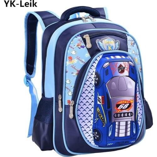 YK-Leik Hot Sale Orthopedics Schoolbags 3d Car Children School Bags High Quality Cartoon Backpack Large Capacity For Boys