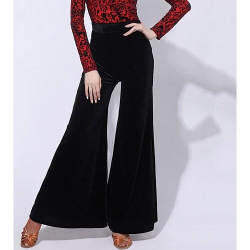Adults Latin Dance Pants Winter Velvet Flared Trousers Cha Cha Samba Tango Rumba Salsa Dancing Clothing Practice Wear DNV12328