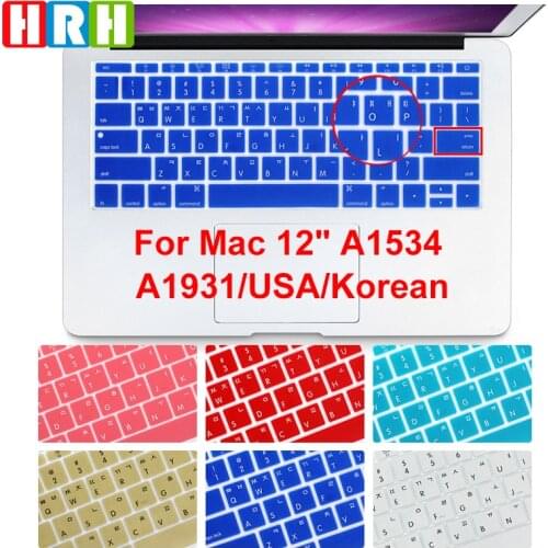 HRH US Korean Silicone Keyboard Cover Skin for MacBook New Pro 13 Inch A1708 (2016 Version No Touch Bar) for Macbook 12" A1534